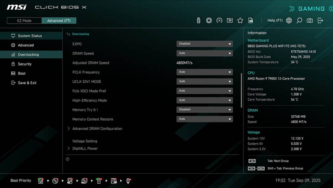 MSI B850 GAMING PLUS WIFI PZ-4